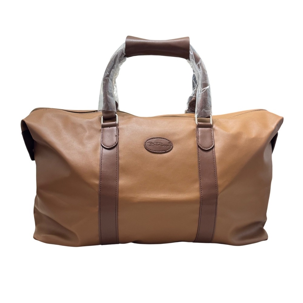 Bella Russo‎ Duffle Travel Bag Unisex Large Tan New Double Handle Zipper Closure